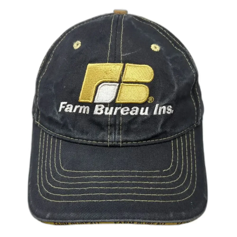 Buck's Athletic Farm Bureau Idaho Baseball Cap Black Gold One Size Strapback Hat